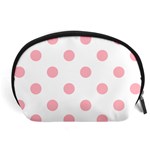 Polka Dots - Light Pink on White Accessory Pouch (Large)
