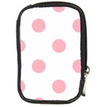 Polka Dots - Light Pink on White Compact Camera Leather Case