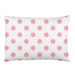 Polka Dots - Light Pink on White Pillow Case (One Side)
