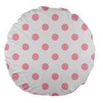 Polka Dots - Light Pink on White Large 18  Premium Round Cushion