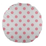 Polka Dots - Light Pink on White Large 18  Premium Flano Round Cushion