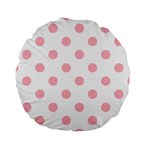 Polka Dots - Light Pink on White Standard 15  Premium Round Cushion
