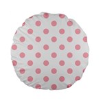 Polka Dots - Light Pink on White Standard 15  Premium Flano Round Cushion