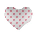 Polka Dots - Light Pink on White Standard 16  Premium Heart Shape Cushion