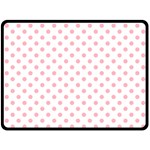 Polka Dots - Light Pink on White Double Sided Fleece Blanket (Large) (Two Sides)