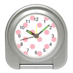 Polka Dots - Light Pink on White Desk Alarm Clock