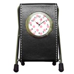 Polka Dots - Light Pink on White Pen Holder Desk Clock