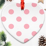 Polka Dots - Light Pink on White Ornament (Heart)