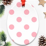 Polka Dots - Light Pink on White Ornament (Oval)