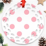 Polka Dots - Light Pink on White Ornament (Round Filigree)