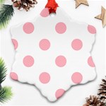 Polka Dots - Light Pink on White Snowflake Ornament (Two Sides)
