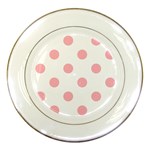 Polka Dots - Light Pink on White Porcelain Plate
