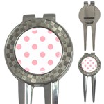 Polka Dots - Light Pink on White 3-in-1 Golf Divot