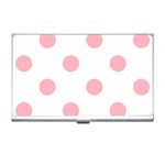 Polka Dots - Light Pink on White Business Card Holder