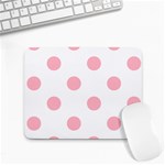 Polka Dots - Light Pink on White Small Mousepad