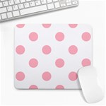 Polka Dots - Light Pink on White Large Mousepad