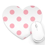 Polka Dots - Light Pink on White Heart Mousepad