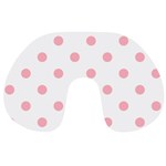Polka Dots - Light Pink on White Travel Neck Pillow