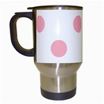 Polka Dots - Light Pink on White Travel Mug (White)