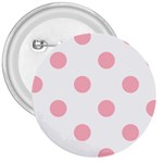 Polka Dots - Light Pink on White 3  Button