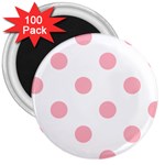 Polka Dots - Light Pink on White 3  Magnet (100 pack)