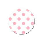 Polka Dots - Light Pink on White Magnet 3  (Round)