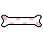 Polka Dots - Light Pink on White Magnet (Dog Bone)