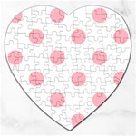 Polka Dots - Light Pink on White Jigsaw Puzzle (Heart)