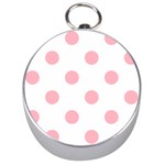 Polka Dots - Light Pink on White Silver Compass