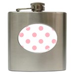 Polka Dots - Light Pink on White Hip Flask (6 oz)