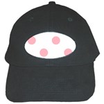 Polka Dots - Light Pink on White Black Cap