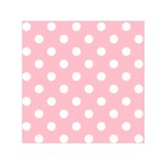 Polka Dots - White on Pink Small Satin Scarf  (Square)