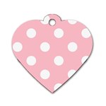 Polka Dots - White on Pink Dog Tag Heart (One Side)