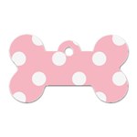 Polka Dots - White on Pink Dog Tag Bone (One Side)