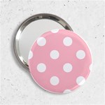 Polka Dots - White on Pink 2.25  Handbag Mirror