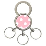 Polka Dots - White on Pink 3-Ring Key Chain