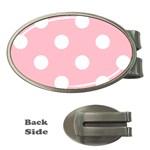 Polka Dots - White on Pink Money Clip (Oval)
