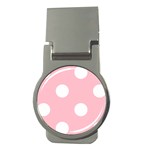 Polka Dots - White on Pink Money Clip (Round)