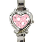 Polka Dots - White on Pink Heart Italian Charm Watch