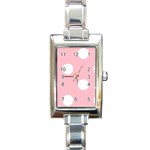 Polka Dots - White on Pink Rectangle Italian Charm Watch
