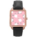 Polka Dots - White on Pink Rose Gold Leather Watch