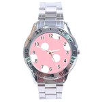 Polka Dots - White on Pink Stainless Steel Analogue Watch