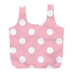 Polka Dots - White on Pink Full Print Recycle Bag (L)