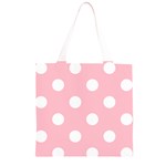 Polka Dots - White on Pink Grocery Light Tote Bag