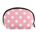 Polka Dots - White on Pink Accessory Pouch (Large)