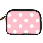 Polka Dots - White on Pink Digital Camera Leather Case