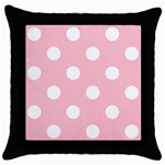 Polka Dots - White on Pink Throw Pillow Case (Black)
