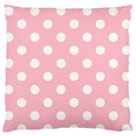 Polka Dots - White on Pink Large Flano Cushion Case (One Side)