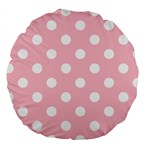 Polka Dots - White on Pink Large 18  Premium Round Cushion