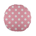 Polka Dots - White on Pink Standard 15  Premium Round Cushion